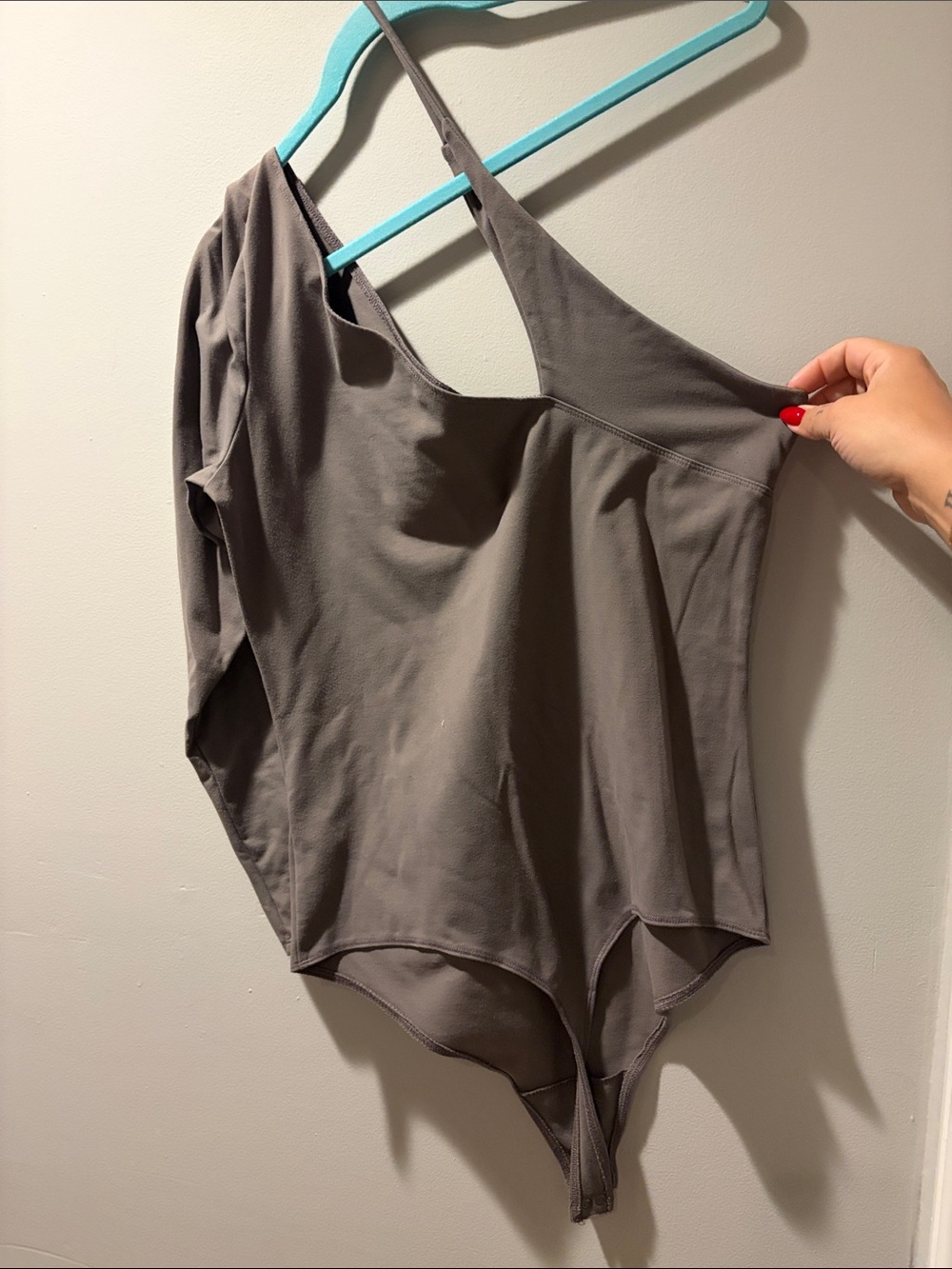 Abercrombie & Fitch One-Shoulder Bodysuit in Taupe